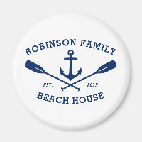Family Name Beach House Anchor Oars Navy White