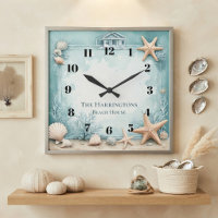 Family Name Beach House Coastal Art Starfish Decor