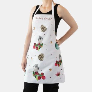 Family Name Bird Christmas Pattern Apron