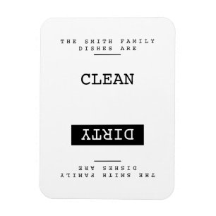 Family Name Black & White Clean Dirty Dishes Magnet