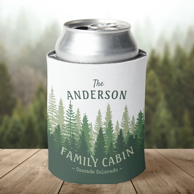 Family Name Cabin Location Pine Tree Forest Can Cooler (Creator Uploaded)