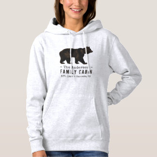 Family Name Cabin Rustic Brown Black Bear Hoodie