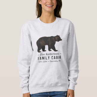 Family Name Cabin Rustic Brown Black Bear Sweatshirt