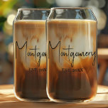 Family Name  Can Glass<br><div class="desc">A beautiful set of two can glasses with your family name and year established make a statement for your home or a beautiful gift for weddings,  bridal showers,  birthdays and more.</div>