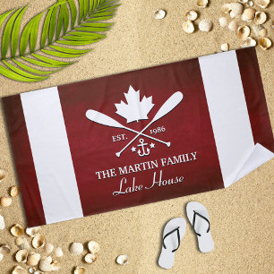 Family Name   Canadian Maple Leaf Custom Beach Towel