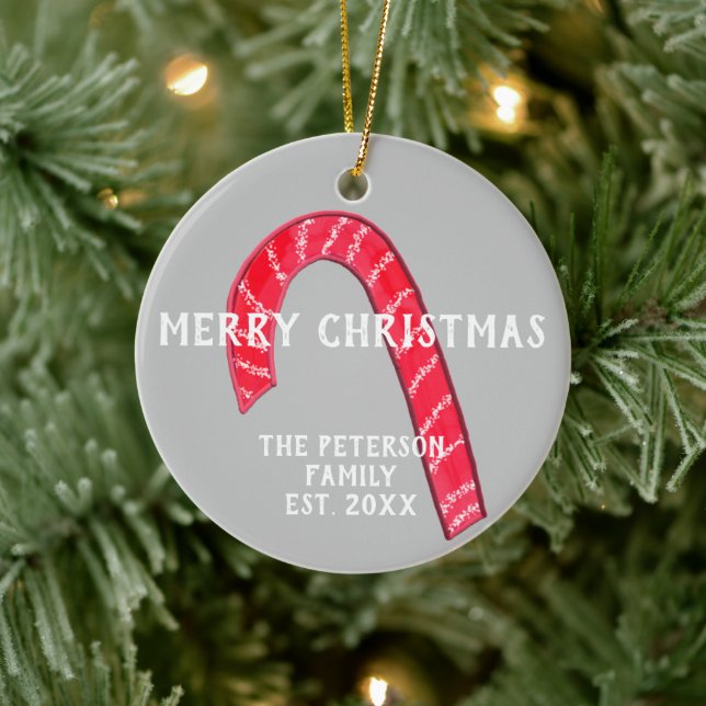 Family Name Candy Cane Christmas Tree Reversible Ceramic Tree Decoration (Tree)