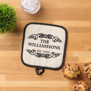 Family Name Chic Antique Established Date Year Pot Holder