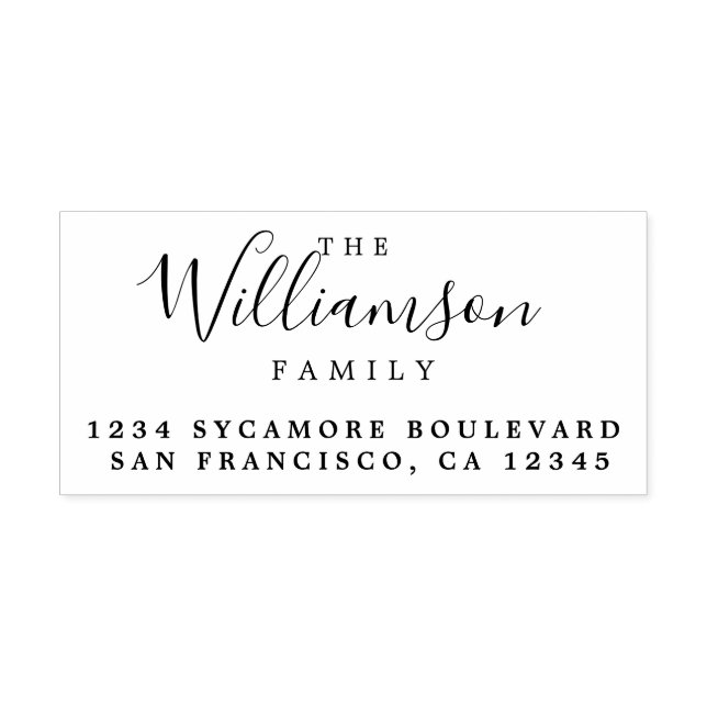 Family Name Chic Script Return Address Rubber Stamp (Imprint)
