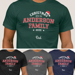 Family Name Christmas Santa Holiday Dad Green Red T-Shirt