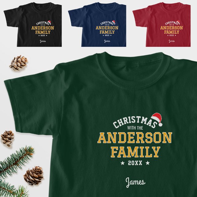 Family Name Christmas Santa Holiday Green Gold T-Shirt (Creator Uploaded)