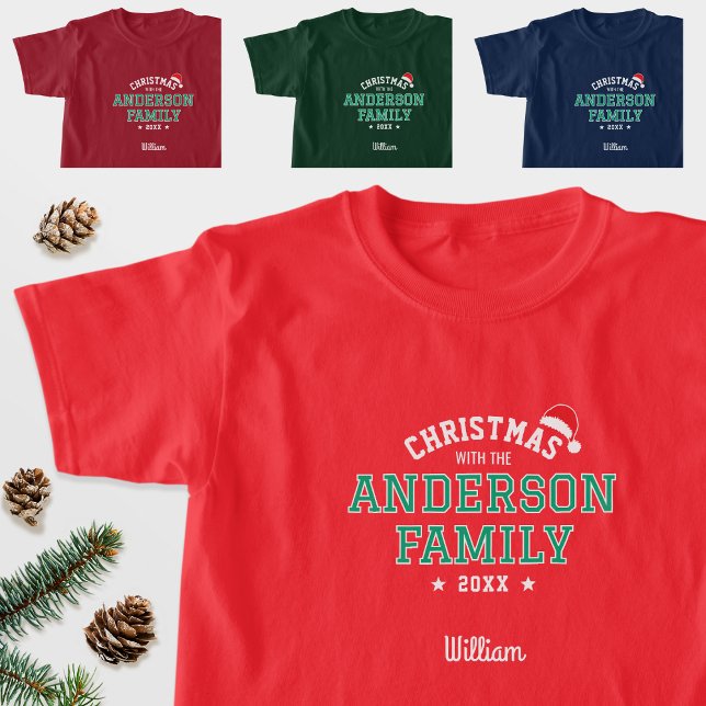 Family Name Christmas Santa Holiday Red Green T-Shirt (Creator Uploaded)