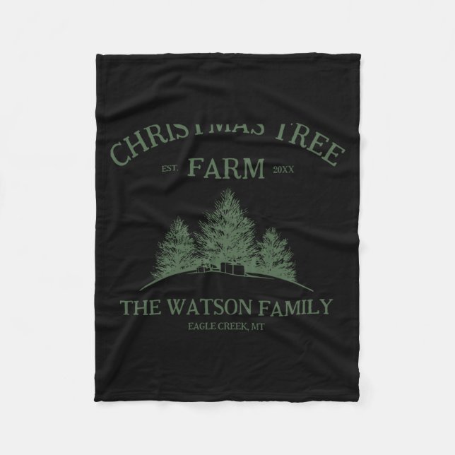 Family Name Christmas Tree Farm Retro  Fleece Blanket (Front)