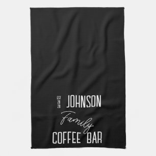 Family Name Coffee Bar Black and White Tea Towel