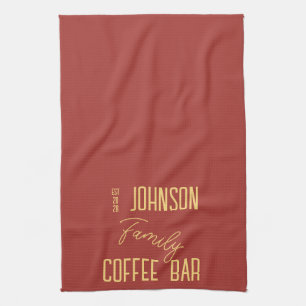 Family Name Coffee Retro Tea Towel