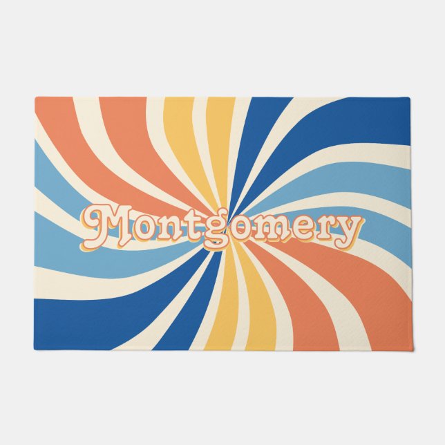 Family Name Colorful Sunburst Doormat (Front)