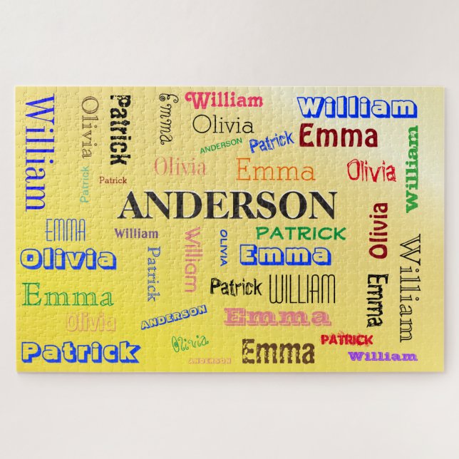 Family Name Custom Word Cloud Personalised Jigsaw Puzzle (Horizontal)