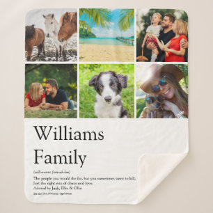 Family Name Definition Photo Collage Fun Sherpa Blanket