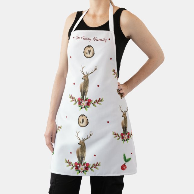Family Name Elegant Christmas Pattern Apron (Insitu)