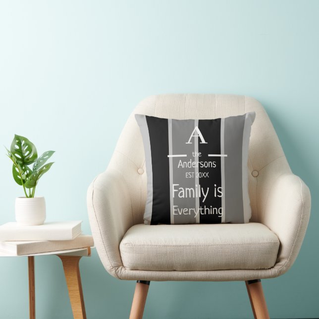 Family name established black and grey stripes cushion (Chair)
