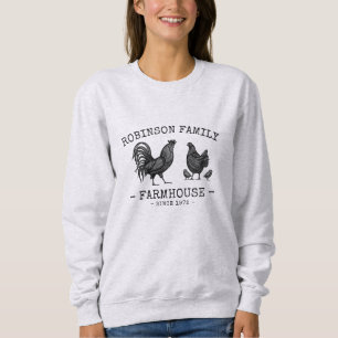Family Name Farmhouse Hen Chicks Rooster Sweatshirt