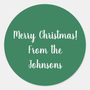 Family Name Green Merry Christmas Gift Label