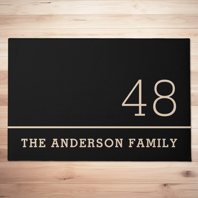 Family name house number black neutral doormat (Family name house number black neutral doormat)