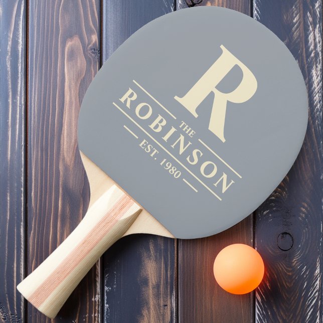 Family Name & Initial Dove Grey Ping Pong Paddle (Creator Uploaded)