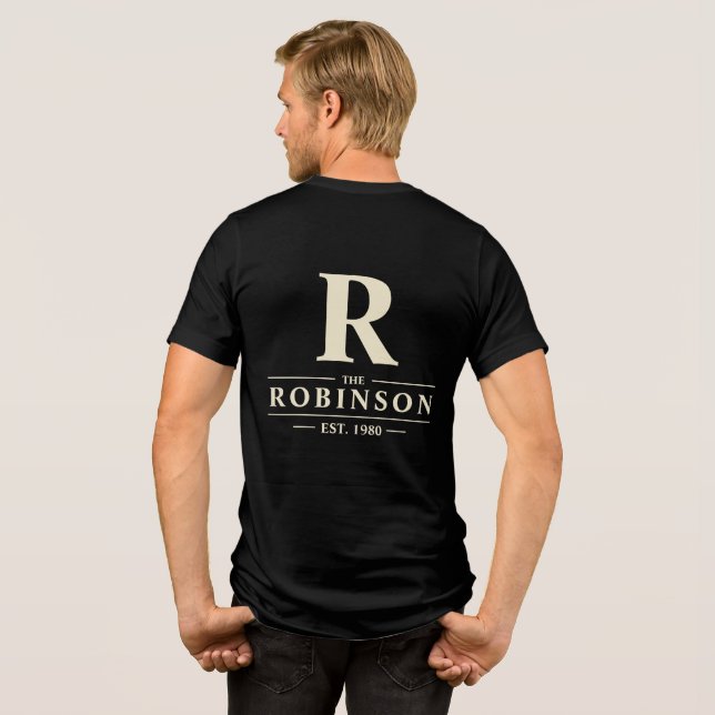 Family Name & Initial in Cream Tri-Blend Shirt (Back Full)