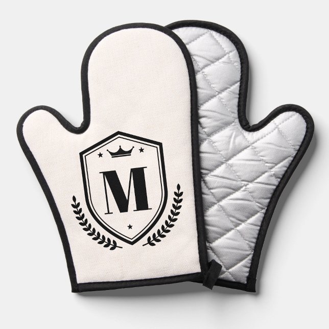 Family Name Initial Letter Monogram Wreath Badge  Oven Mitt (Creator Uploaded)