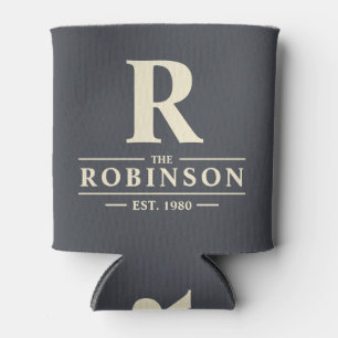 Family Name & Initial Mediterranean Grey  Can Cooler