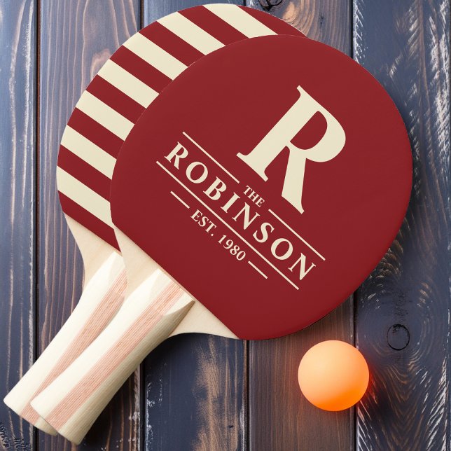 Family Name & Initial Polo Deep Cranberry Ping Pong Paddle (Creator Uploaded)