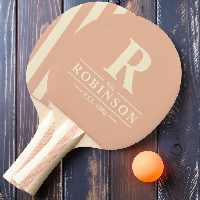 Family Name & Initial Polo Striping Sweet Peach Ping Pong Paddle (Creator Uploaded)