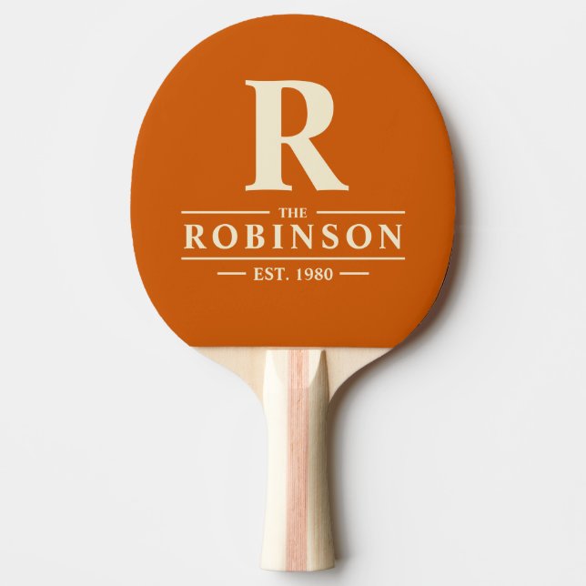 Family Name & Initial Pumpkin Ping Pong Paddle (Front)