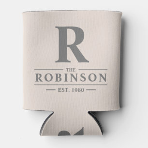 Family Name & Initial Sandcastle Pink Can Cooler