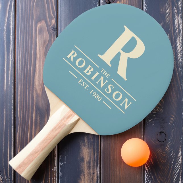 Family Name & Initial Warm Aqua Afternoon Ping Pong Paddle (Creator Uploaded)