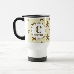 Family Name Initial Western Gold Star Monogram Travel Mug