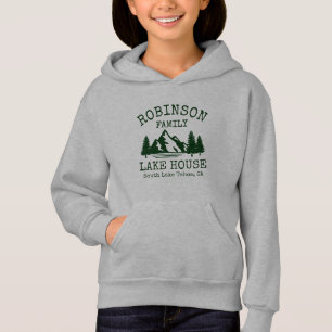 Family Name Lake House Forest Green Silhouette