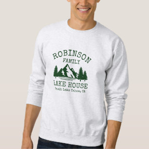 Family Name Lake House Forest Green Silhouette Sweatshirt