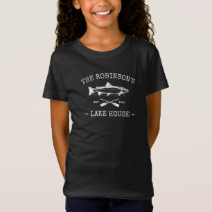Family Name Lake House Rustic Fish Oars Black T-Shirt