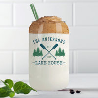 Family Name Lake House Rustic Oars Pine Trees