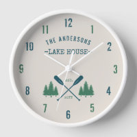 Family Name Lake House Rustic Oars Pine Trees