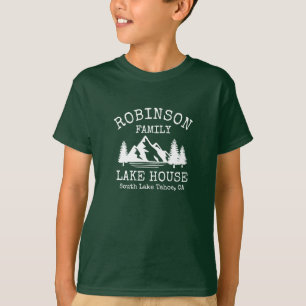 Family Name Lake House Rustic White Silhouette T-Shirt