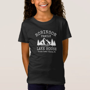 Family Name Lake House Rustic White Silhouette T-Shirt
