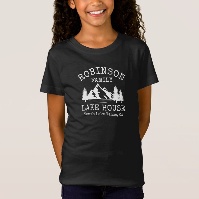 Family Name Lake House Rustic White Silhouette T-Shirt (Front)