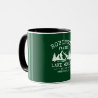 Family Name Lake House Trees Forest Green Two Tone