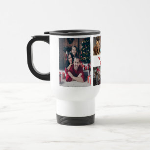 Family Name Lettering 6 Photo Collage Holiday Travel Mug
