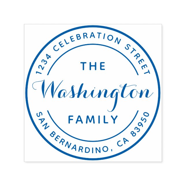 Family Name Logo Round Return Address Self-inking Stamp (Design)