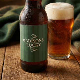 Family Name Lucky St Patricks Green Beer Bottle Label