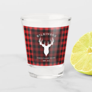 Family Name Lumberjack Plaid Lake House Shot Glass