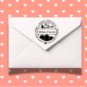 Family Name Merry Christmas Santa theme Self-inking Stamp